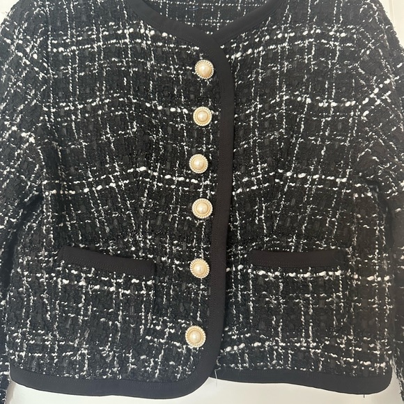 Women's Business Suit 2 Pieces Tweed Blazer Jacket Coat and Skirt Set - Picture 6 of 9